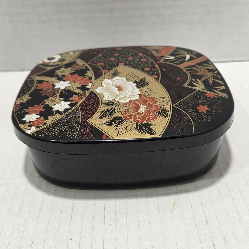 Yamanaka Japan Vintage Floral Fan Laquerware Bento Box - Picture 6 of 14